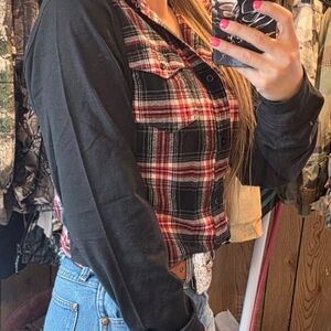 Carhartt Women's Black and Red Plaid Blouse